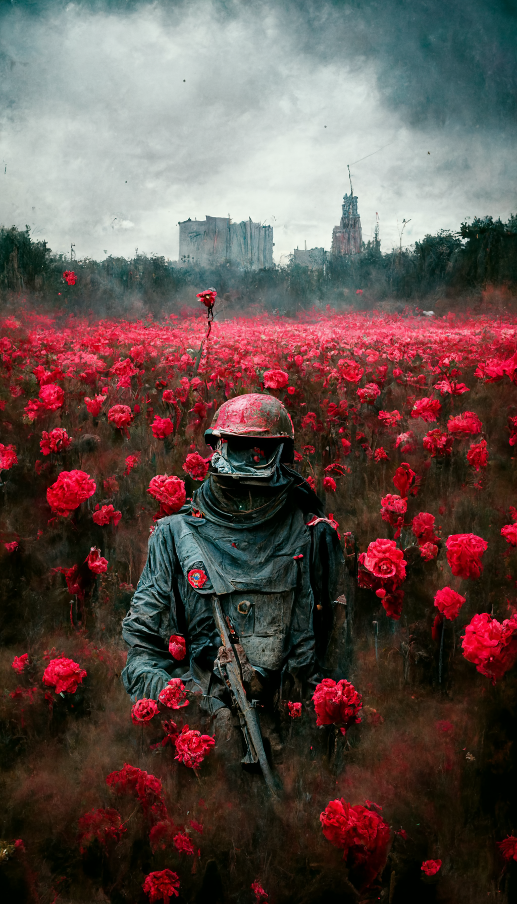 Billede af soldat i rosemark skabt på Midjourney